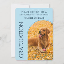 Dog Graduation Party Invite Pet Photos Baby Blue