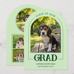 Dog Graduation Party Invite Pet Photos Baby Green