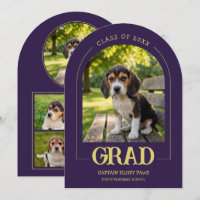 Dog Graduation Party Invite Pet Photos Deep Plum