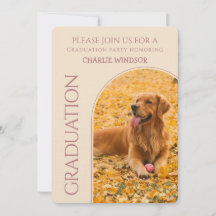 Dog Graduation Party Invite Pet Photos Rose Gold