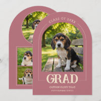 Dog Graduation Party Invite Pet Photos Rose Gold