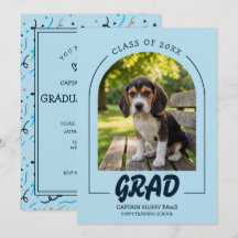 Dog Graduation Pet Photo Baby Blue & Navy