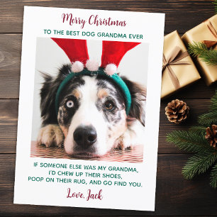Dog Grandma Funny Personalised Pet Photo Christmas Holiday Card