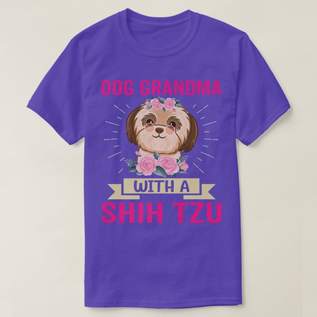 Dog Grandma With Shih Tzu Funny Dog Owner Lover Gr T-Shirt (Design Front)