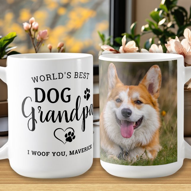 Dog Grandpa Paw Print Personalised Pet Photo Coffee Mug (Creator Uploaded)