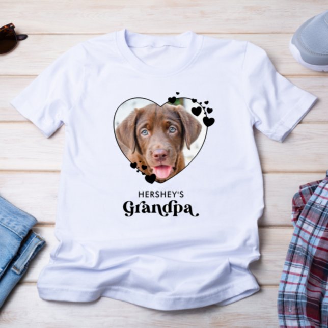 Dog GRANDPA Personalised Heart Dog Lover Pet Photo T-Shirt (Creator Uploaded)