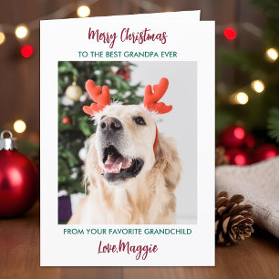 Dog Grandpa Personalised Pet Photo Merry Christmas Holiday Card