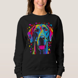 Dog Great Dane Pink Blue Red Hearts Sweatshirt
