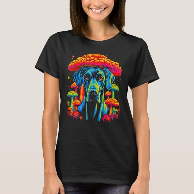 Dog Great Dane Psychedelic Mushroom T-Shirt (Front)