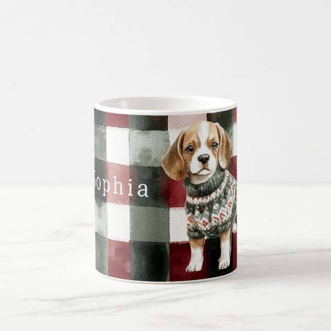 Dog Green Sweater Christmas Coffee Mug (Center)