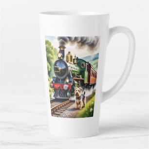 Dog Greeting steam train Latte Mug