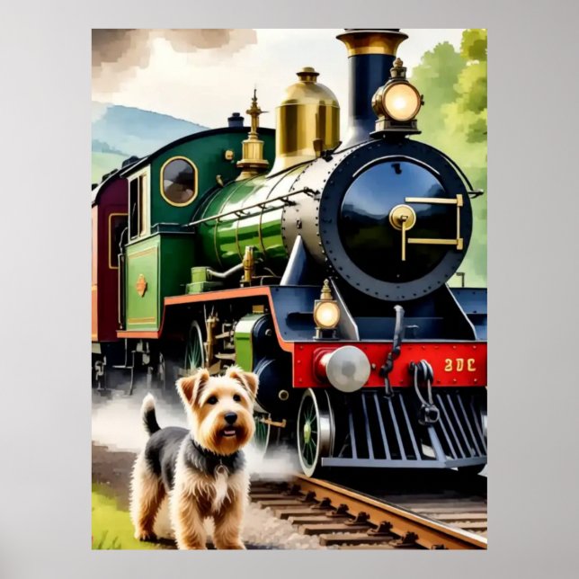Dog Greeting steam train Poster (Front)