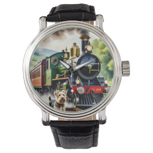 Dog Greeting steam train Watch