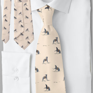 Dog Greyhound Pattern Vintage Peach Tie