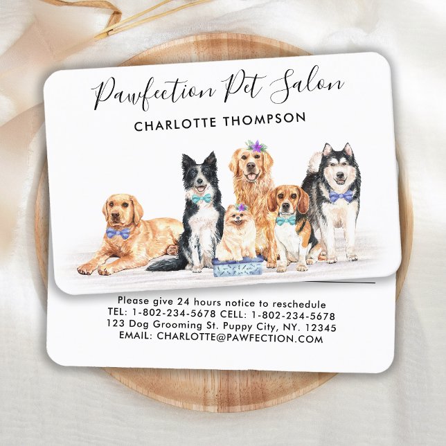 Dog Groomer Adorable Dogs Pet Sitter Business Appointment Card (Creator Uploaded)