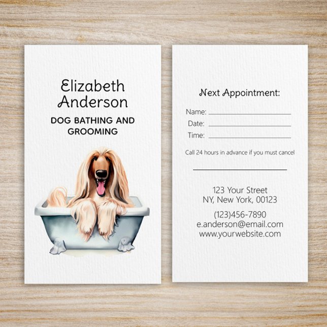 Dog Groomer Afghan Hound Appointment Business Card (Creator Uploaded)