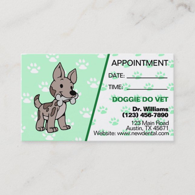 Dog Groomer Appointment Card (Front)