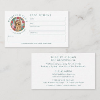 Dog Groomer Appointment Card Cute Yorkie Logo