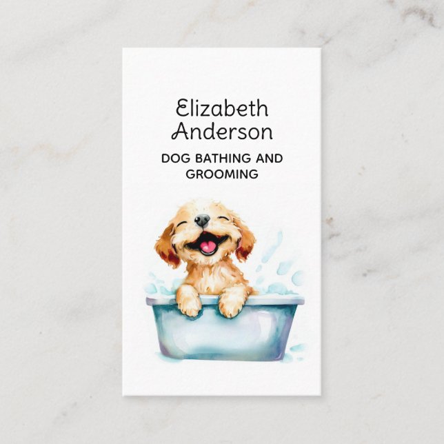 Dog Groomer Bathing Customised ii Business Card (Front)