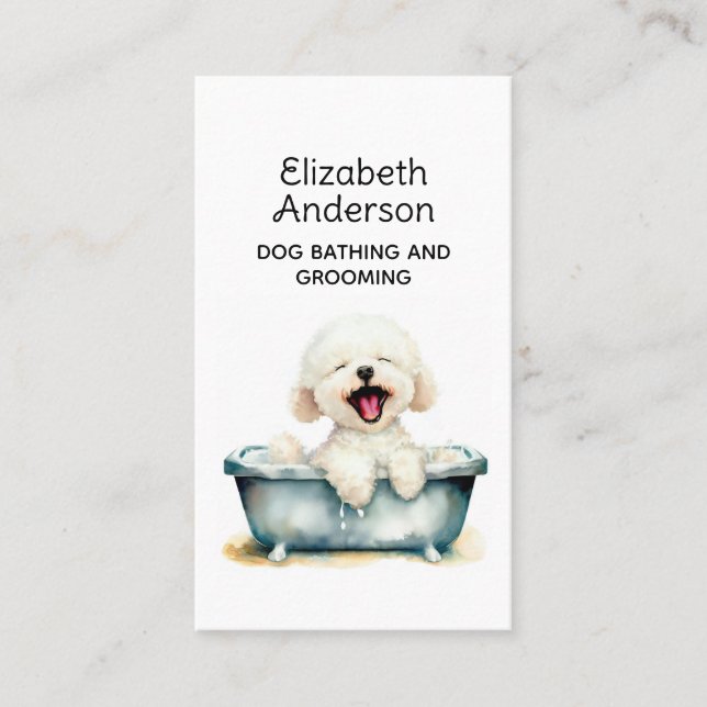 Dog Groomer Bichon Frise Business Card (Front)