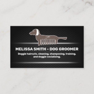 Dog Groomer Black Mesh Background Appointment Card