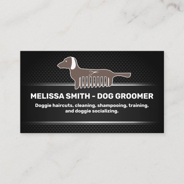 Dog Groomer | Black Mesh Background Appointment Card (Front)