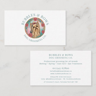 Dog Groomer Business Card Cute Yorkie Logo