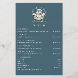 Dog Groomer Business Price List Flyer Lhasa Apso