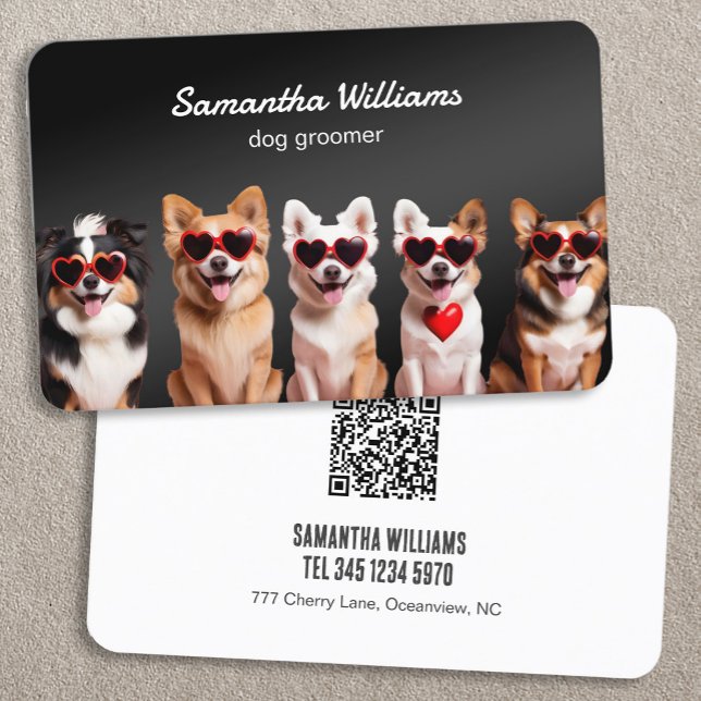 🐶 Dog Groomer Custom QR Business Card (Dog Groomer Custom QR Business Cards)