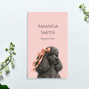 Dog Groomer Cute Poodle Pink Blush Business Card