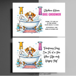Dog Groomer Cute Puppy Brown White Business Card