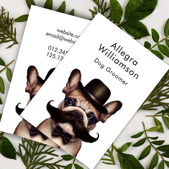 Dog Groomer Funny Puppy in a Bow Tie Business Card (Creator Uploaded)