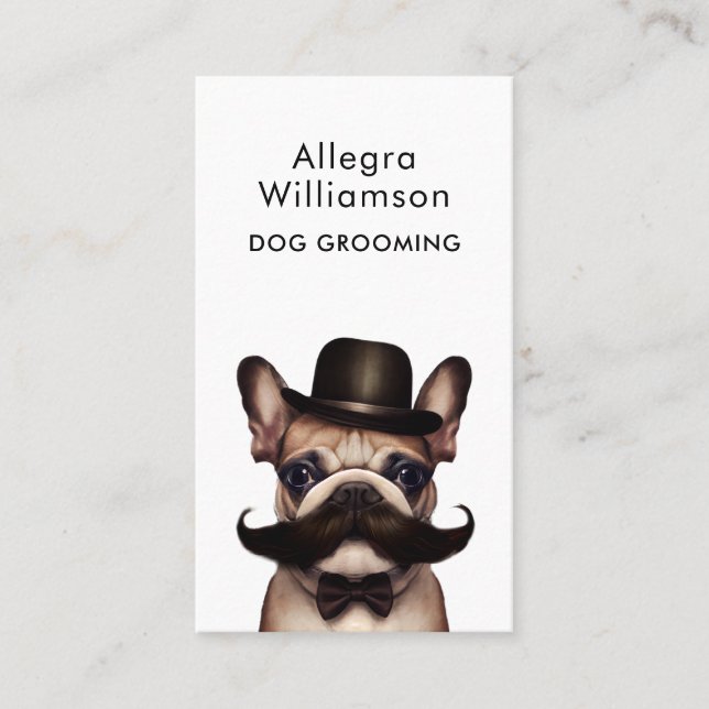 Dog Groomer Funny Puppy Pet French Bulldog  Business Card (Front)