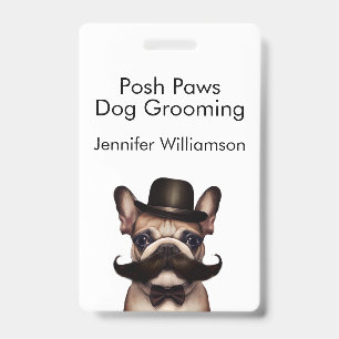 Dog Groomer Funny QR Code  ID Badge