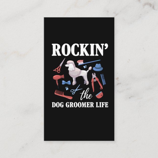 Dog Groomer Job Love Scissor Pet Grooming Fun Business Card (Front)