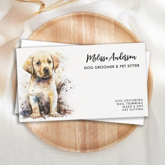 Dog Groomer Labrador Retriever Puppy Pet Sitter Business Card (Creator Uploaded)