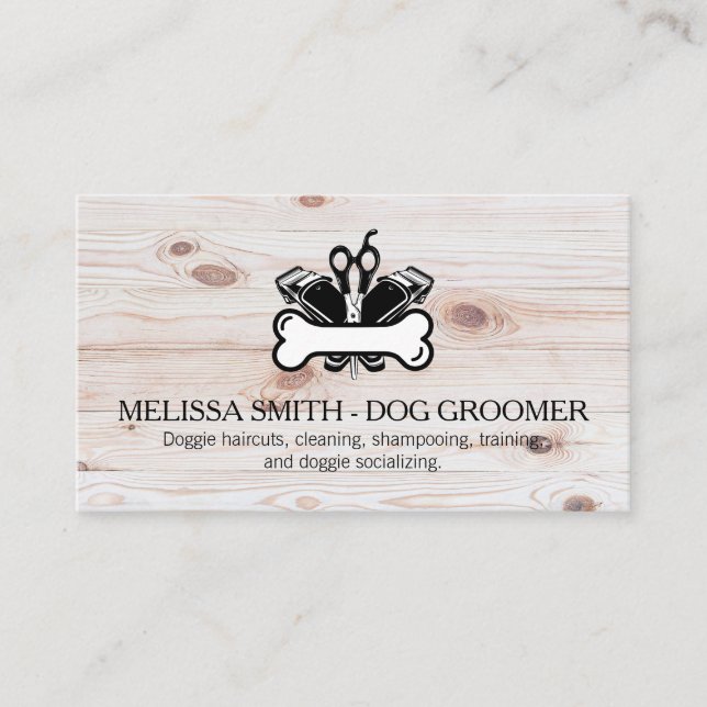 Dog Groomer Logo | Animal Services Business Card (Front)