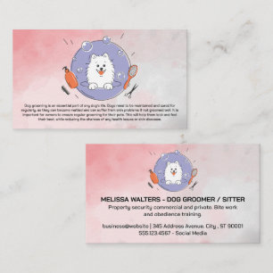 Dog Groomer Logo Watercolor Background Business Card