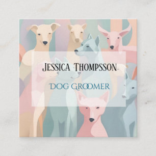 Dog Groomer Minimalist Animal Illustration Square Business Card