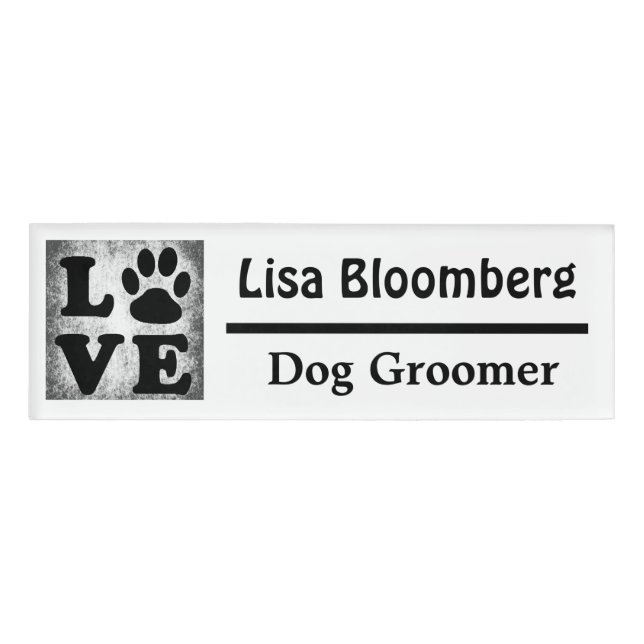 Dog Groomer Name Tag Personalised (Front)