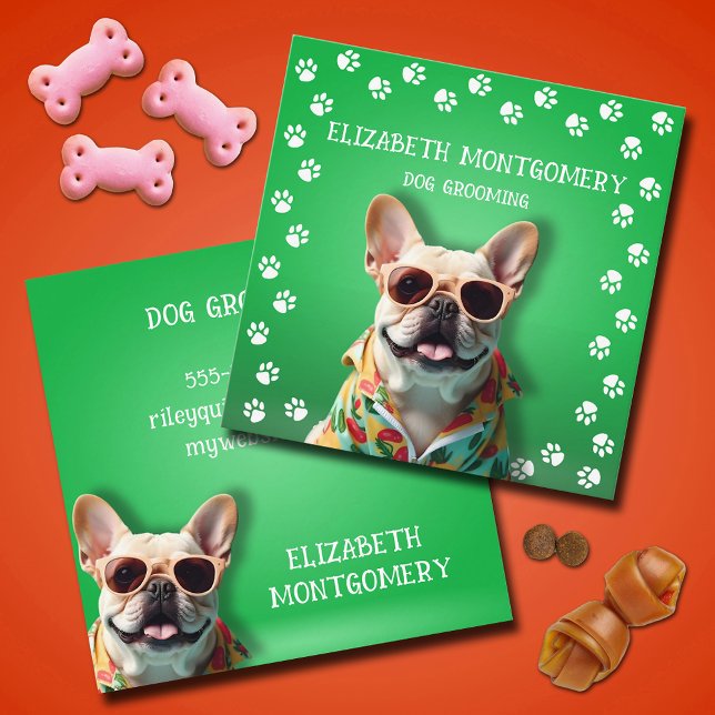 Dog Groomer Paw Prints Square Business Card (Dog Groomer Paw Prints Square Business Cards)
