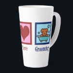Dog Groomer Peace Love Pet Grooming Latte Mug<br><div class="desc">Peace Love Dog Grooming. A cute dog groomer business gift for a plush pet grooming company that grooms your sweet pooch. Features a peace sign,  heart,  and adorable dog in a bath.</div>
