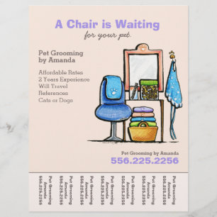 Dog Groomer Pet Salon Chair Waiting Tear Sheet