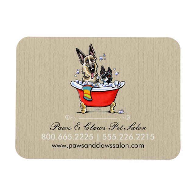 Dog Groomer Pet Salon Fancy Tub Organic Business Magnet (Horizontal)