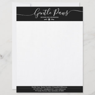 Dog Groomer Pet Salon Minimalist Black & White Custom Letterhead
