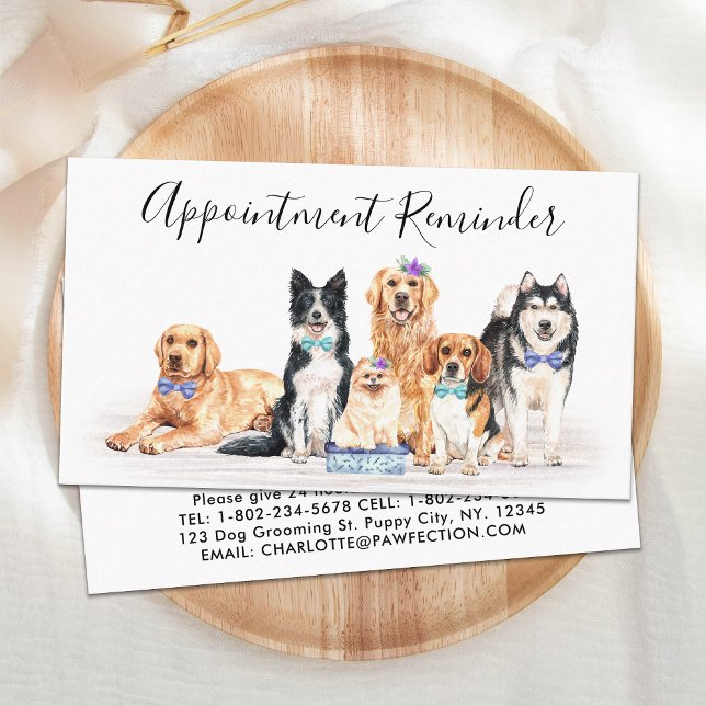 Dog Groomer Pet Sitter Appointment Reminder Business Card (Creator Uploaded)