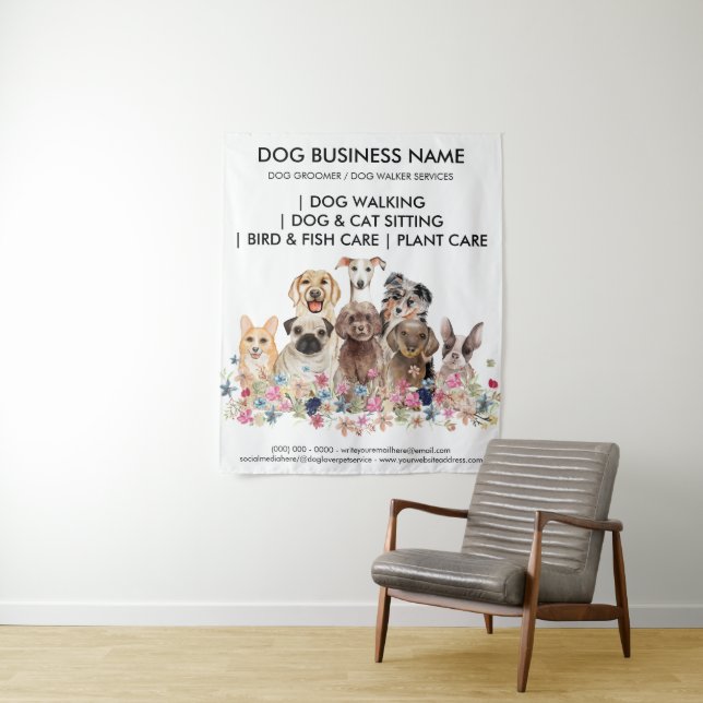 Dog groomer pet sitter Canine walker business Tapestry (In Situ)