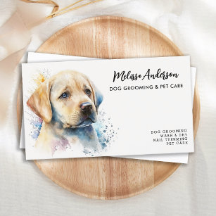 Dog Groomer Pet Sitter Yellow Labrador Cute Puppy  Business Card