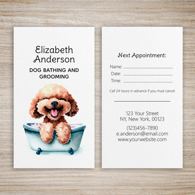 Dog Groomer Poodle Appointment Business Card (Creator Uploaded)