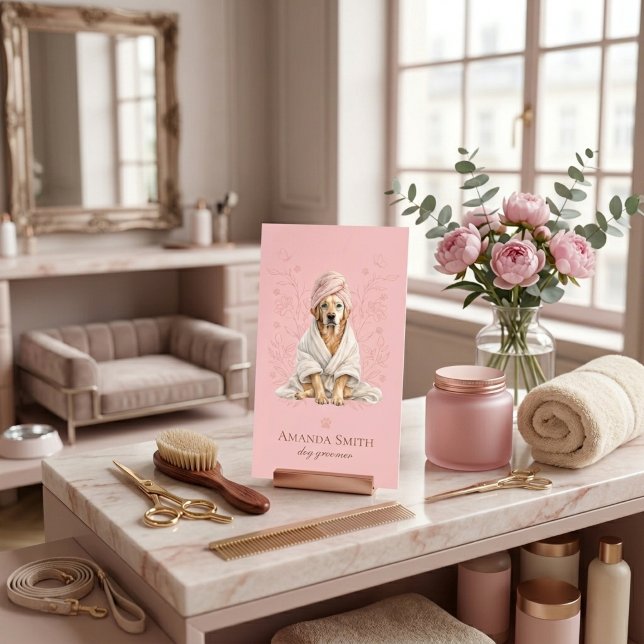 Dog Groomer Spa Cute Paw Labrador Business Card (Creator Uploaded)